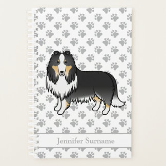 Tricolor Rough Collie Cute Cartoon Dog &amp; Name Planner