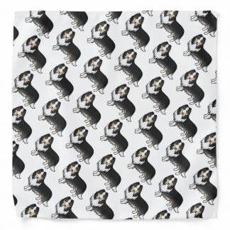 Tricolor Rough Collie Cute Cartoon Dog Pattern Bandana