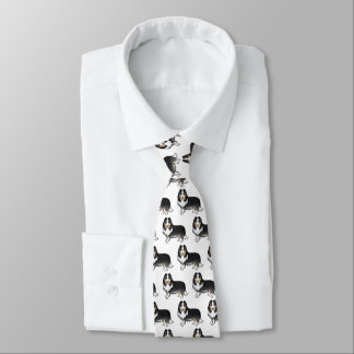 Tricolor Rough Collie Cute Cartoon Dog Pattern Neck Tie