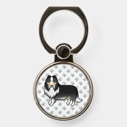 Tricolor Rough Collie Cute Cartoon Dog  Paws Phone Ring Stand