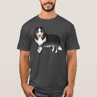 Tricolor Rough Collie Cute Cartoon Dog T-Shirt