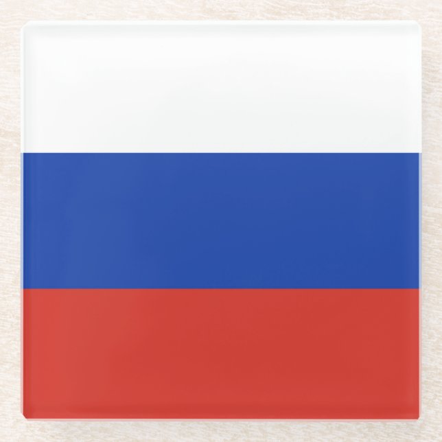 Tricolor Russia flag Glass Coaster (Front)