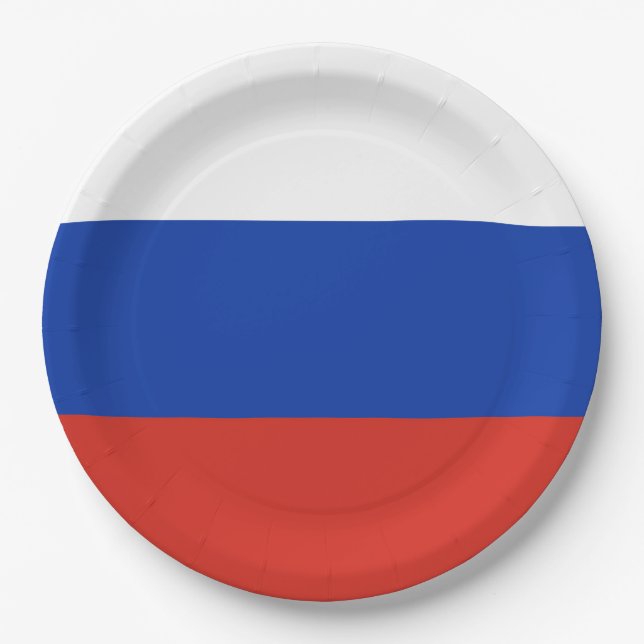 Tricolor Russia flag Paper Plates (Front)