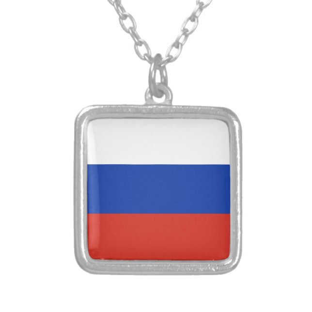 Tricolor Russia flag Silver Plated Necklace (Front)