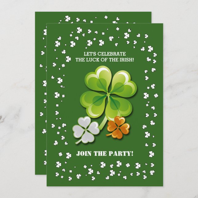 Tricolor Shamrocks St. Patrick's Day Party Invitation (Front/Back)