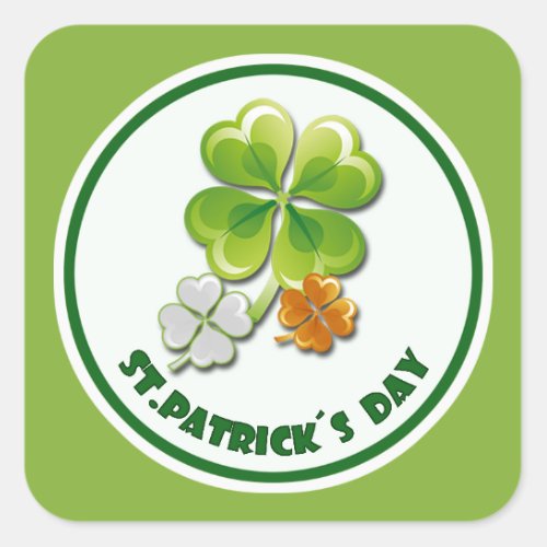 Tricolor Shamrocks St Patricks Day Square Sticker