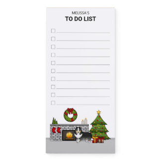 Tricolor Sheltie In A Christmas Room To Do List Magnetic Notepad