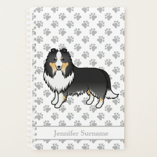 Tricolor Shetland Sheepdog Cartoon Dog &amp; Name Planner