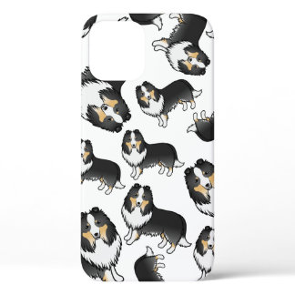 Tricolor Shetland Sheepdog Cartoon Dog Pattern iPhone 12 Case