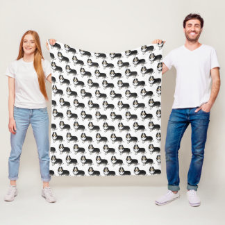 Tricolor Shetland Sheepdog Cartoon Dog Pattern Fleece Blanket
