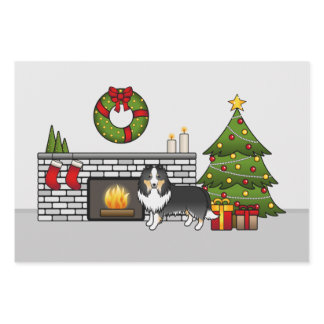 Tricolor Shetland Sheepdog Dog In A Christmas Room Wrapping Paper Sheets
