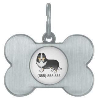 Tricolor Shetland Sheepdog Dog &amp; Phone Number Pet ID Tag