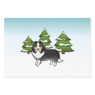 Tricolor Shetland Sheepdog In A Winter Forest Wrapping Paper Sheets