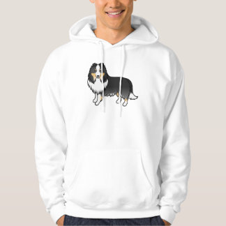 Tricolor Shetland Sheepdog Sheltie Cartoon Dog Hoodie