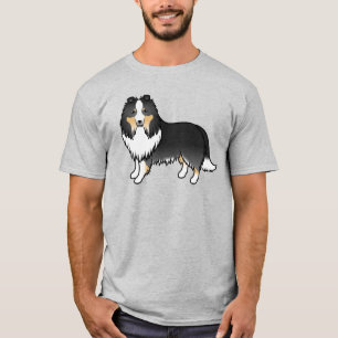 Tricolor Shetland Sheepdog Sheltie Cartoon Dog T-Shirt