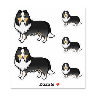 Tricolor Shetland Sheepdog Sheltie Cartoon Dogs Sticker