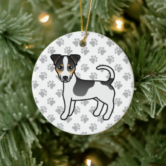 Tricolor Smooth Coat Jack Russell Terrier Dog Ceramic Ornament