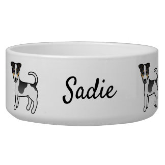 Tricolor Smooth Coat Jack Russell Terrier &amp; Name Bowl