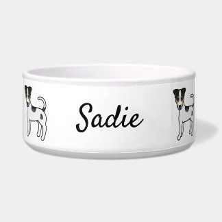 Tricolor Smooth Coat Parson Russell Terrier &amp; Name Bowl