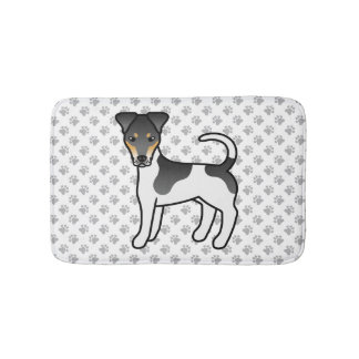 Tricolor Smooth Fox Terrier Cute Cartoon Dog Bath Mat