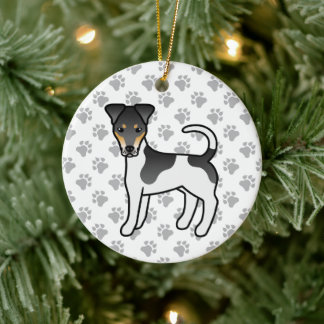 Tricolor Smooth Fox Terrier Cute Cartoon Dog Ceramic Ornament