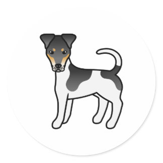Tricolor Smooth Fox Terrier Cute Cartoon Dog Classic Round Sticker