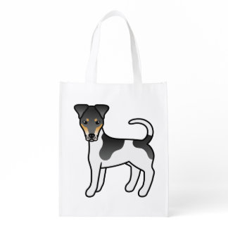Tricolor Smooth Fox Terrier Cute Cartoon Dog Grocery Bag
