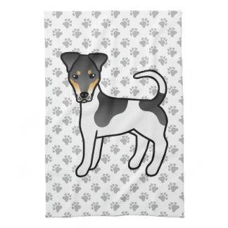 Tricolor Smooth Fox Terrier Cute Cartoon Dog Kitchen Towel