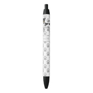 Tricolor Smooth Fox Terrier Cute Dog &amp; Name Black Ink Pen
