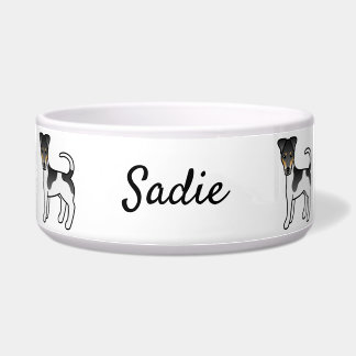 Tricolor Smooth Fox Terrier Cute Dog &amp; Name Bowl