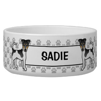 Tricolor Smooth Fox Terrier With Paws &amp; Name Bowl