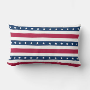 Tricolor Stripes & Stars (horizontal) Lumbar Pillow