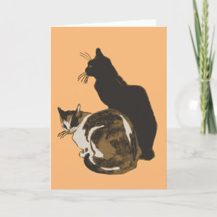 Tricolor Tortoiseshell and Black-Colored Feline Card