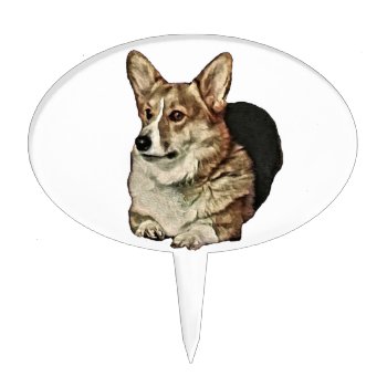 Tricolor Welsh Corgi Sitting Cake Topper by Kathys_Gallery at Zazzle