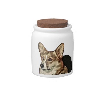 Tricolor Welsh Corgi Sitting Candy Jar by Kathys_Gallery at Zazzle