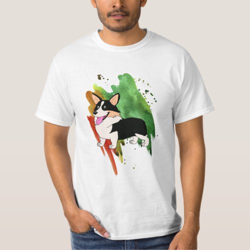 Tricolor Welsh Corgi with a Splash T_Shirt