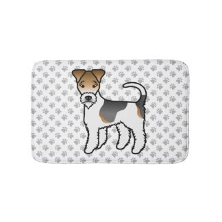 Tricolor Wire Fox Terrier Cute Cartoon Dog Bath Mat