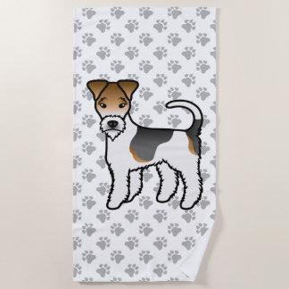 Tricolor Wire Fox Terrier Cute Cartoon Dog Beach Towel