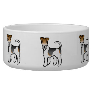 Tricolor Wire Fox Terrier Cute Cartoon Dog Bowl