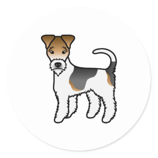 Tricolor Wire Fox Terrier Cute Cartoon Dog Classic Round Sticker