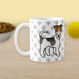 Tricolor Wire Fox Terrier Cute Cartoon Dog Coffee Mug