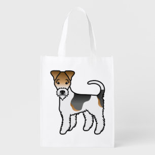 Tricolor Wire Fox Terrier Cute Cartoon Dog Grocery Bag