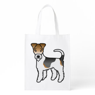 Tricolor Wire Fox Terrier Cute Cartoon Dog Grocery Bag