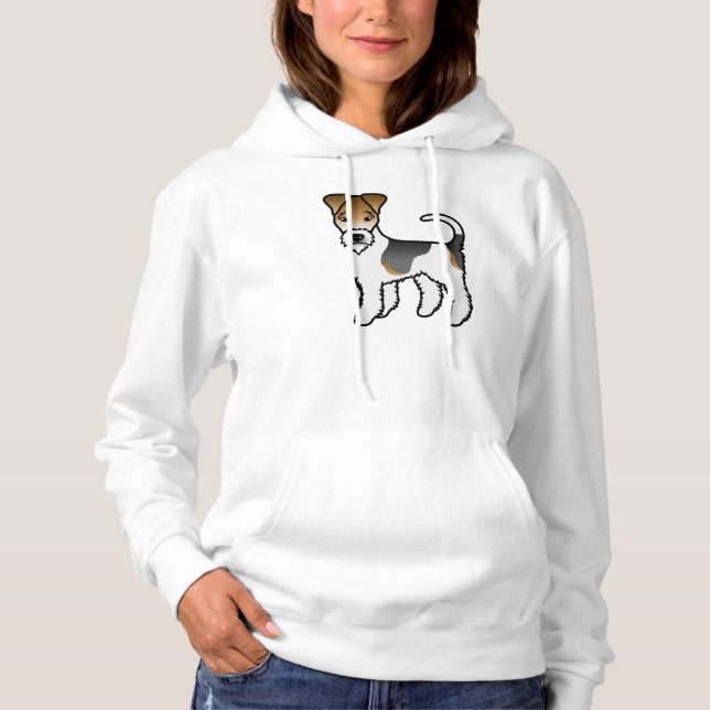 Tricolor Wire Fox Terrier Cute Cartoon Dog Hoodie (Front)