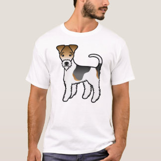 Tricolor Wire Fox Terrier Cute Cartoon Dog T-Shirt