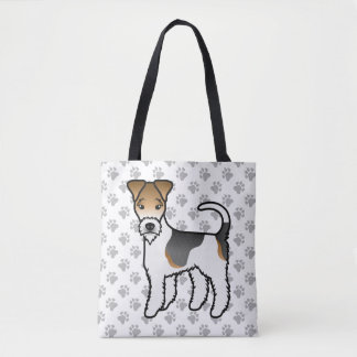 Tricolor Wire Fox Terrier Cute Cartoon Dog Tote Bag
