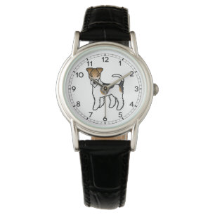 Tricolor Wire Fox Terrier Cute Cartoon Dog Watch