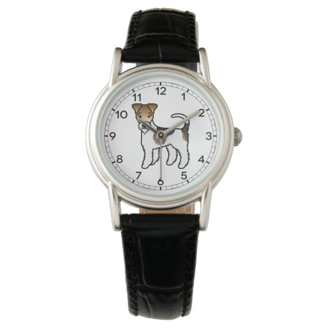 Tricolor Wire Fox Terrier Cute Cartoon Dog Watch (Front)