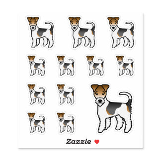 Tricolor Wire Fox Terrier Cute Cartoon Dogs Sticker