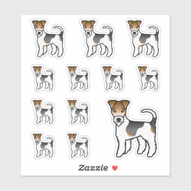 Tricolor Wire Fox Terrier Cute Cartoon Dogs Sticker (Sheet)